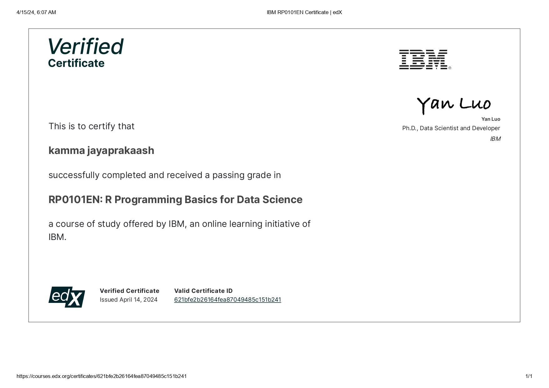 Certificate image